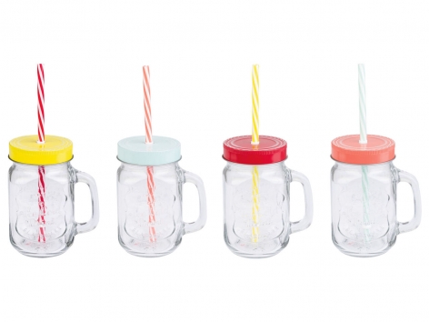 Set bicchieri con cannuccia