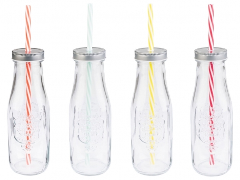 Set bicchieri con cannuccia