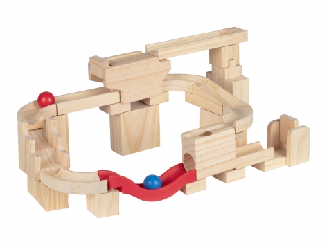 Pista per biglie in legno