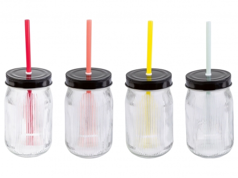 Set bicchieri con cannuccia