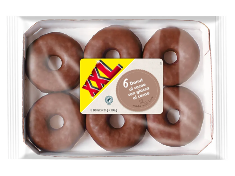 6 donut al cacao con glassa al cacao