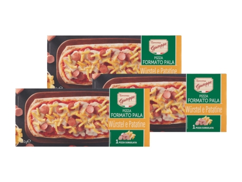 Pizza pala würstel e patatine