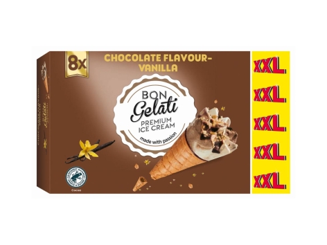 Coni gelato gusto cioccolato e vaniglia