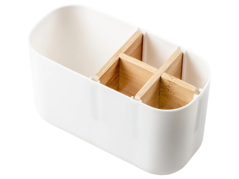 Tergivetri per doccia, organizer, contenitore per cotton fioc o dispenser per sapone in bambù