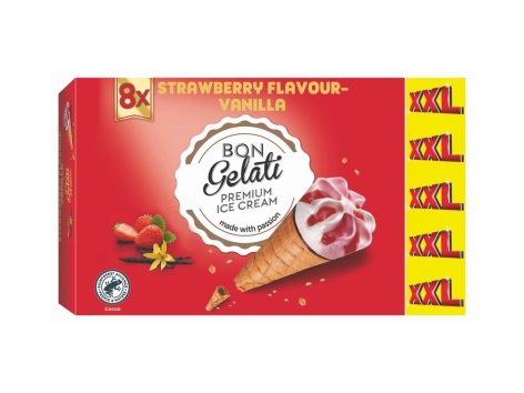 Cono gelato vaniglia e fragola