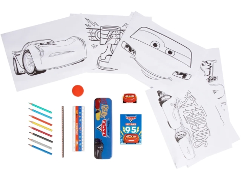 Astuccio con accessori e disegni da colorare "Frozen, Cars"
