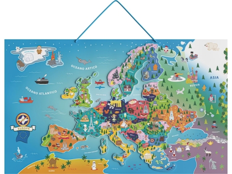 Carta magnetica in legno dell'Europa o del mondo