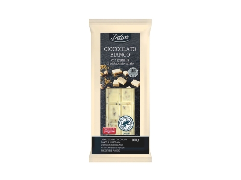 Tavoletta di cioccolato con granella di pistacchio salato