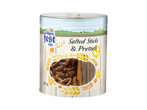 Mix di bastoncini e brezel salati