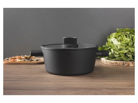 Casseruola in alluminio forgiato con coperchio in vetro