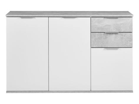 Mobiletto con 3 ante e 2 cassetti, bianco/grigio