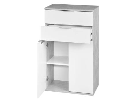 Mobiletto 2 cassetti e 2 ante, bianco/grigio