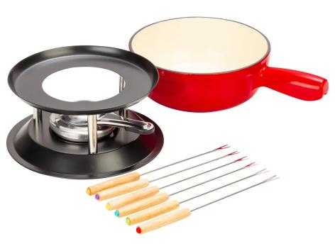 Kit in ghisa per fonduta, 9 pezzi