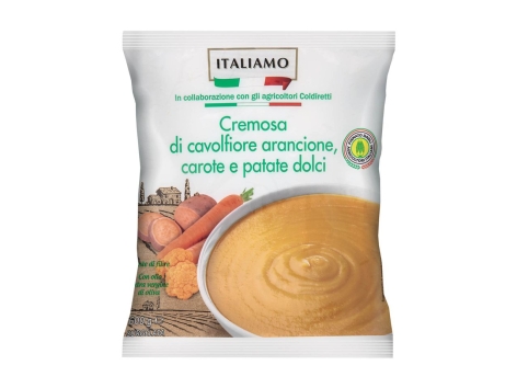 Cremosa di cavolfiore arancione, carote e patate dolci