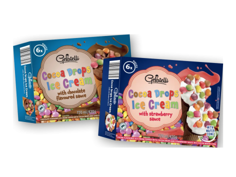 Coni gelato con confetti al cioccolato