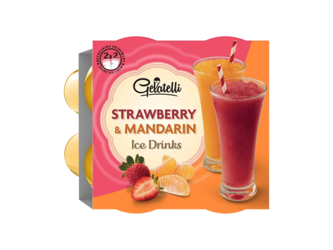 Granita al gusto fragola e mandarino