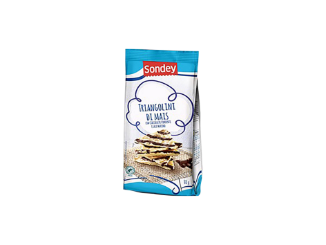 Triangolini di mais con cioccolato fondente e sale marino