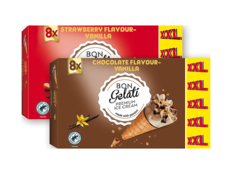 Cono gelato cioccolato e vaniglia o fragola e vaniglia XXL