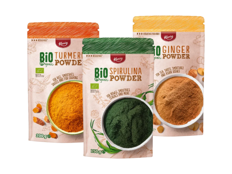 Curcuma, alga spirulina macinata o zenzero Bio