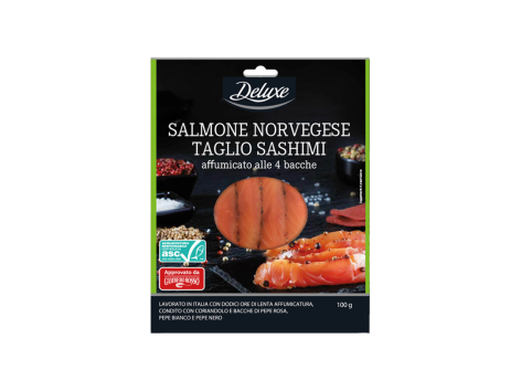 Salmone norvegese taglio sashimi affumicato alle 4 bacche