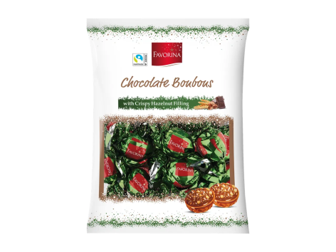 Praline di cioccolato al latte ripiene di crema e cereali