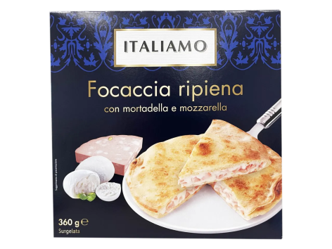 Focaccia ripiena con mortadella e mozzarella
