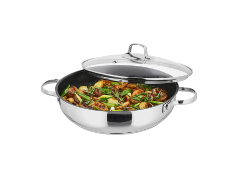 Tegame in acciaio con coperchio, ø 28 cm